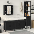 Badezimmermöbel-Set mit Regal 4 pcs Schwarz Holzwerkstoff