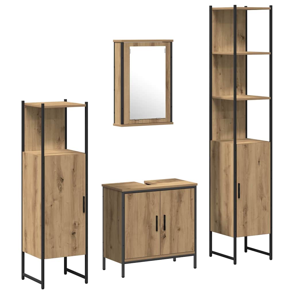 Badezimmermöbel-Set mit Regal mit Tür 4 pcs Braun Holzwerkstoff
