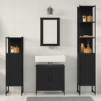 Badezimmermöbel-Set mit Regal 4 pcs Schwarz Holzwerkstoff