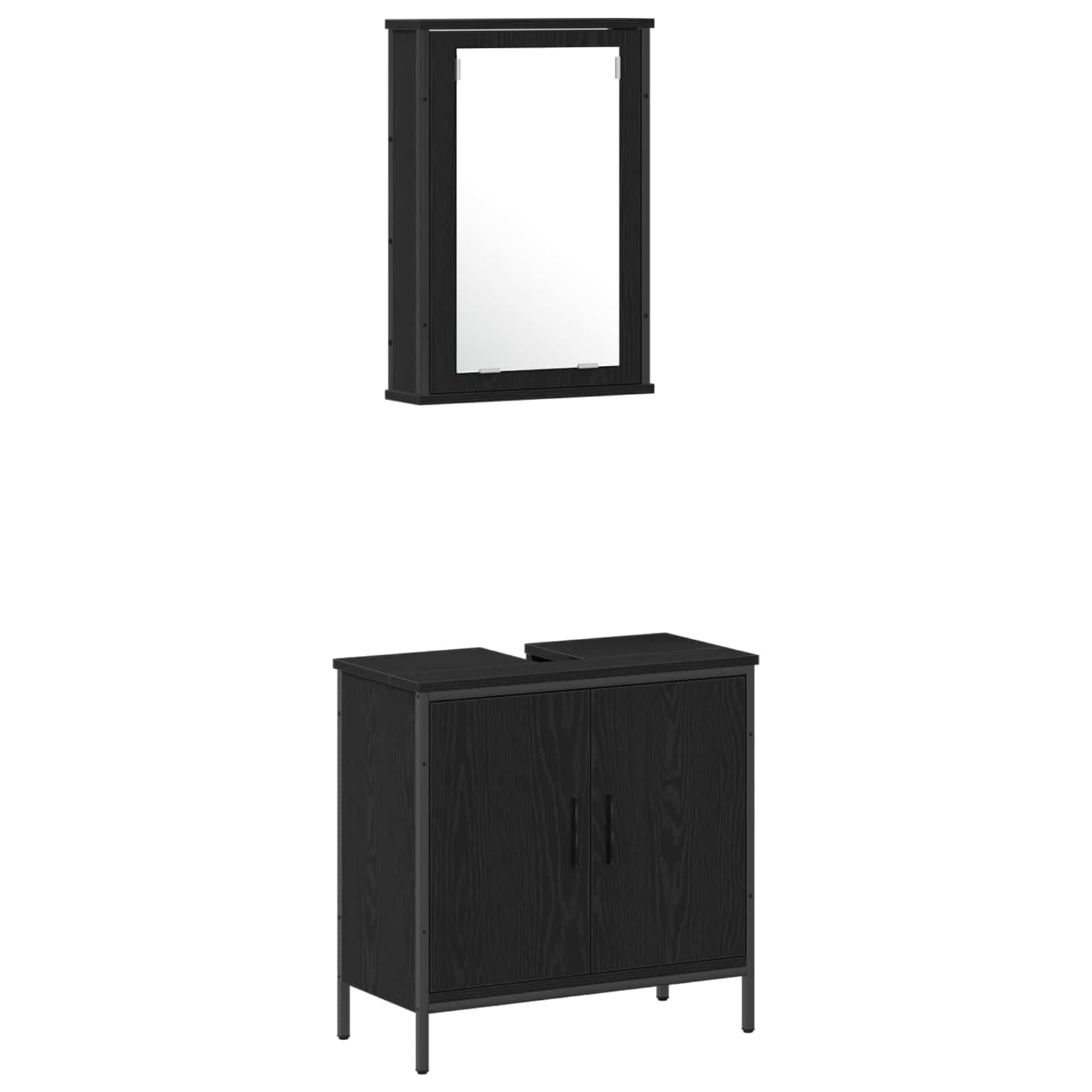Badezimmermöbel-Set mit Regal 4 pcs Schwarz Holzwerkstoff