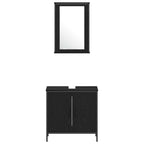 Badezimmermöbel-Set mit Regal 4 pcs Schwarz Holzwerkstoff