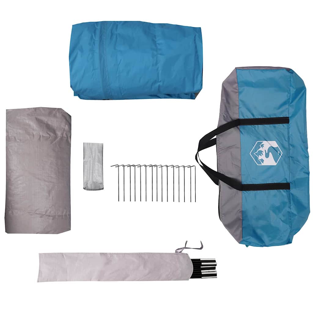 Kabine Zelt 12-Personen Blau und Grau 405 x 405 x 273 cm