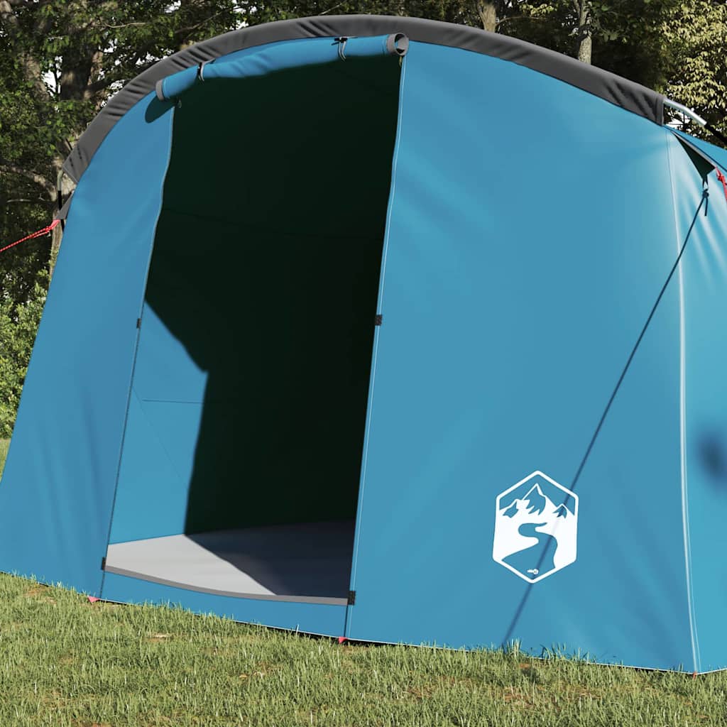 Tunnelzelt 4-Personen mit Dach Blau und Grau 318 x 275 x 140 cm