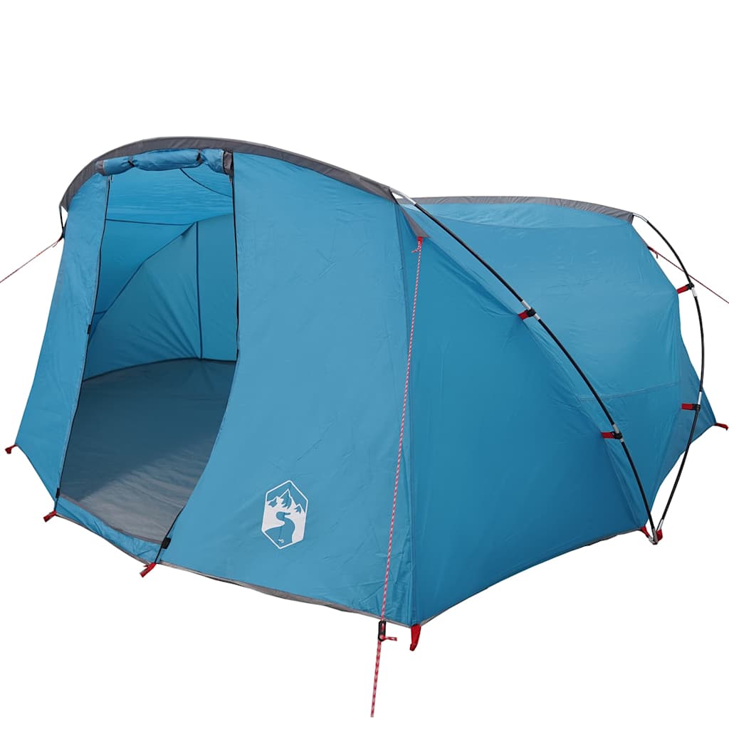 Tunnelzelt 4-Personen mit Dach Blau und Grau 318 x 275 x 140 cm
