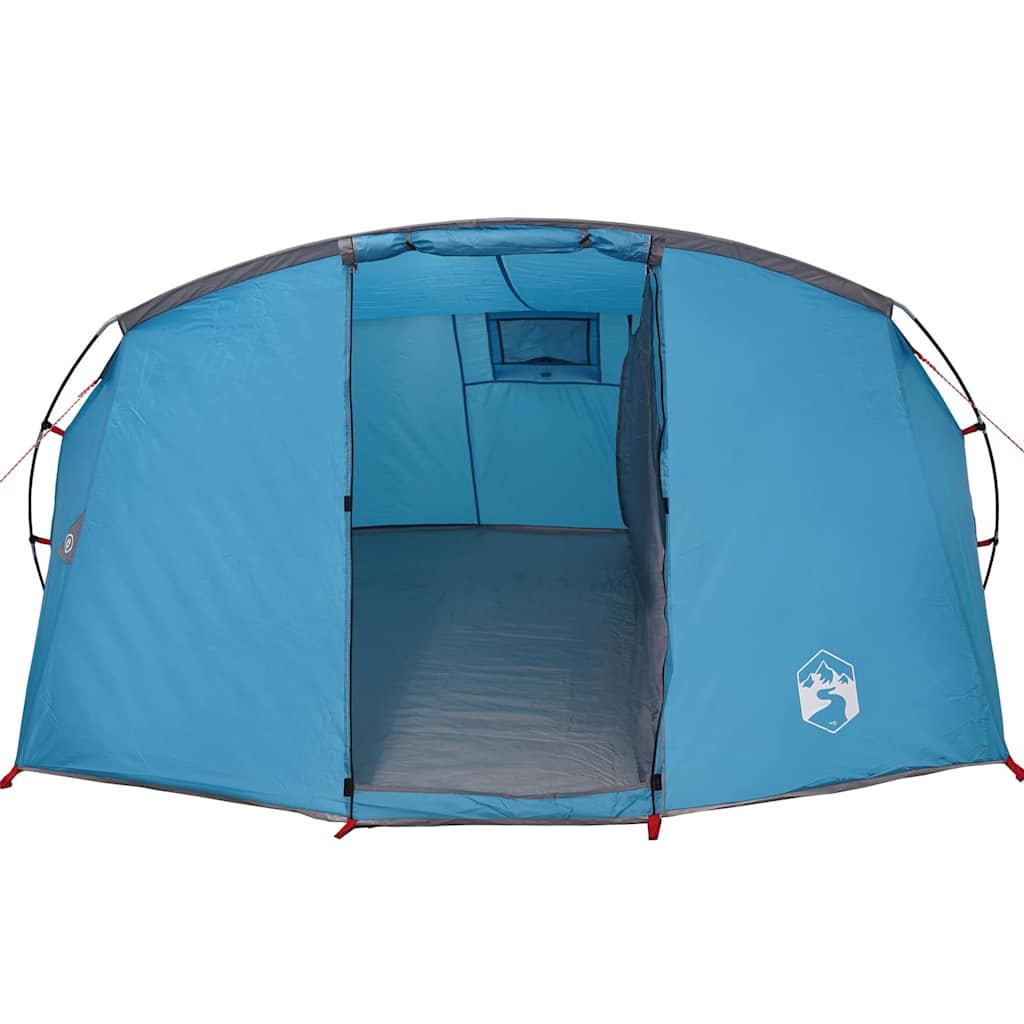 Tunnelzelt 4-Personen mit Dach Blau und Grau 318 x 275 x 140 cm