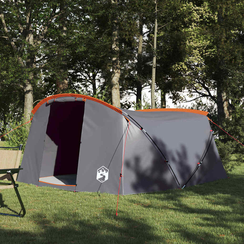 Tunnelzelt 4-Personen Grau und Orange 318 x 275 x 140 cm