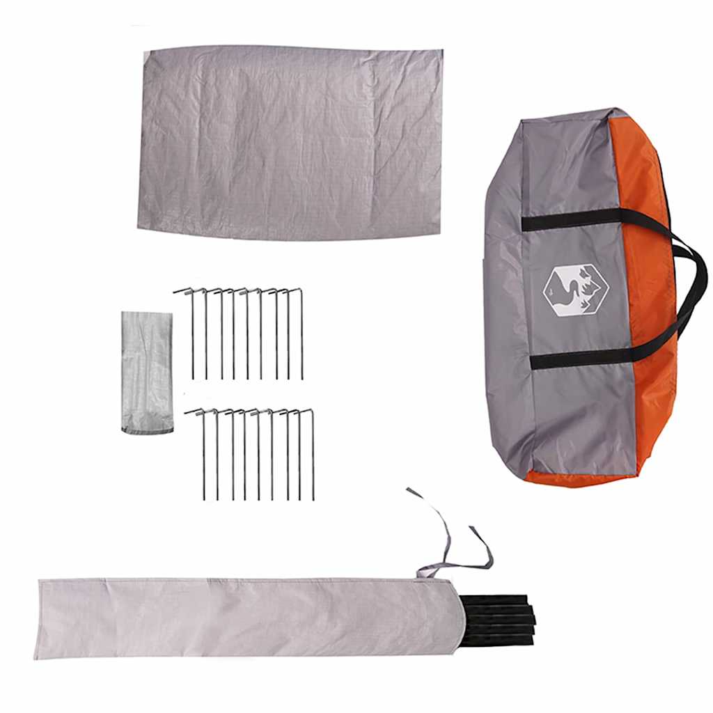 Teepee Zelt für 6 Personen Grau und Orange 431 x 366 x 185 cm