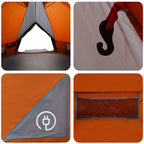 Teepee Zelt für 6 Personen Grau und Orange 431 x 366 x 185 cm