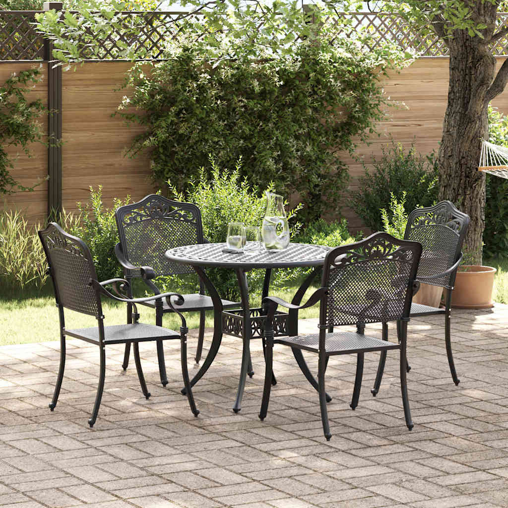 Garten Essgruppe 5 pcs Schwarz Aluminium