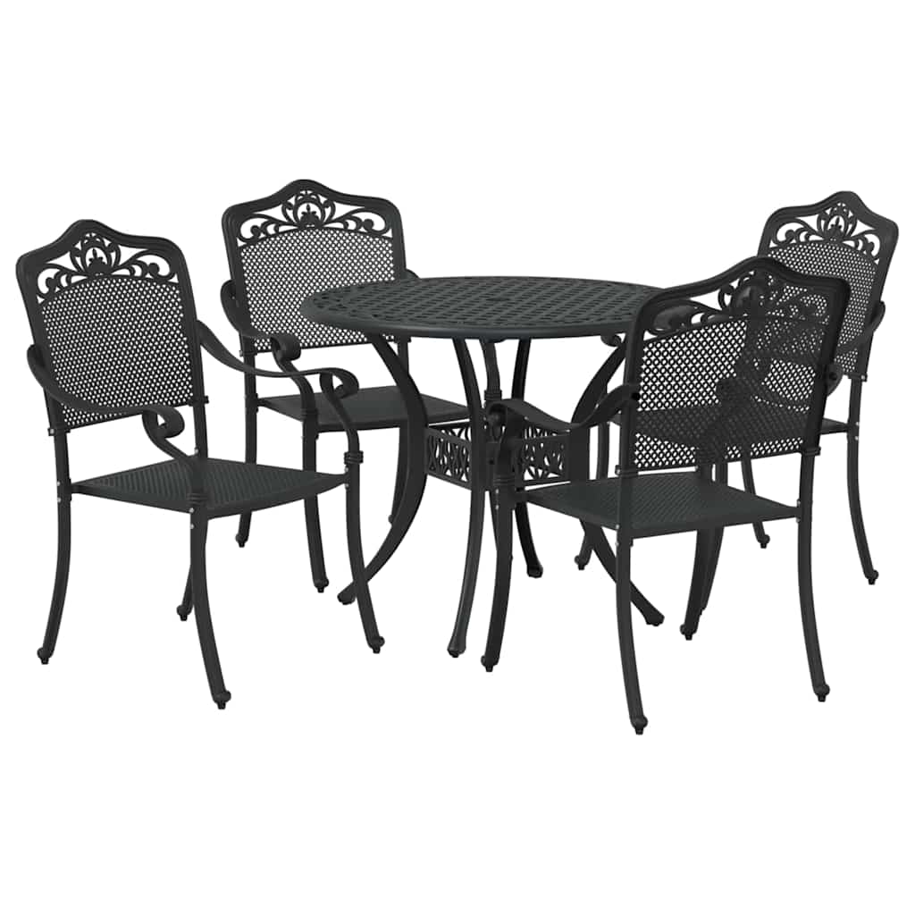 Garten Essgruppe 5 pcs Schwarz Aluminium