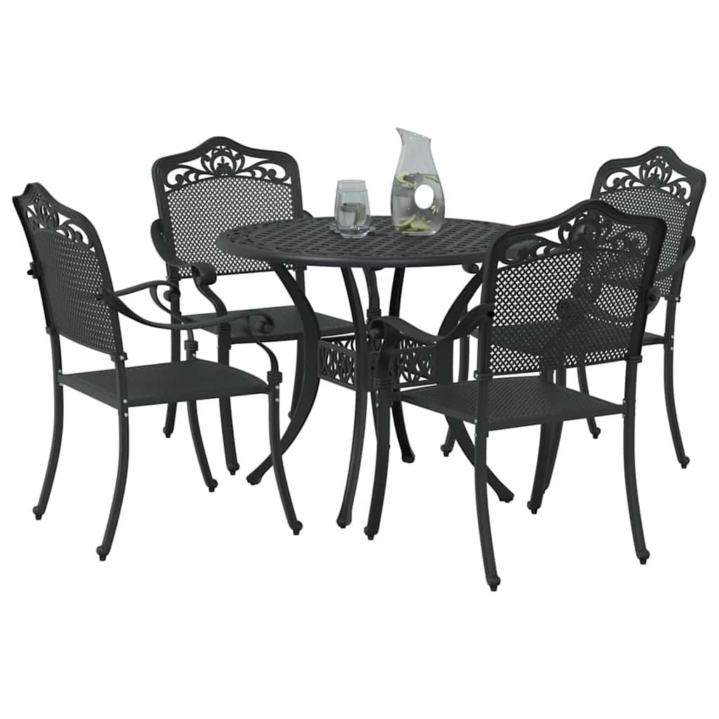 Garten Essgruppe 5 pcs Schwarz Aluminium