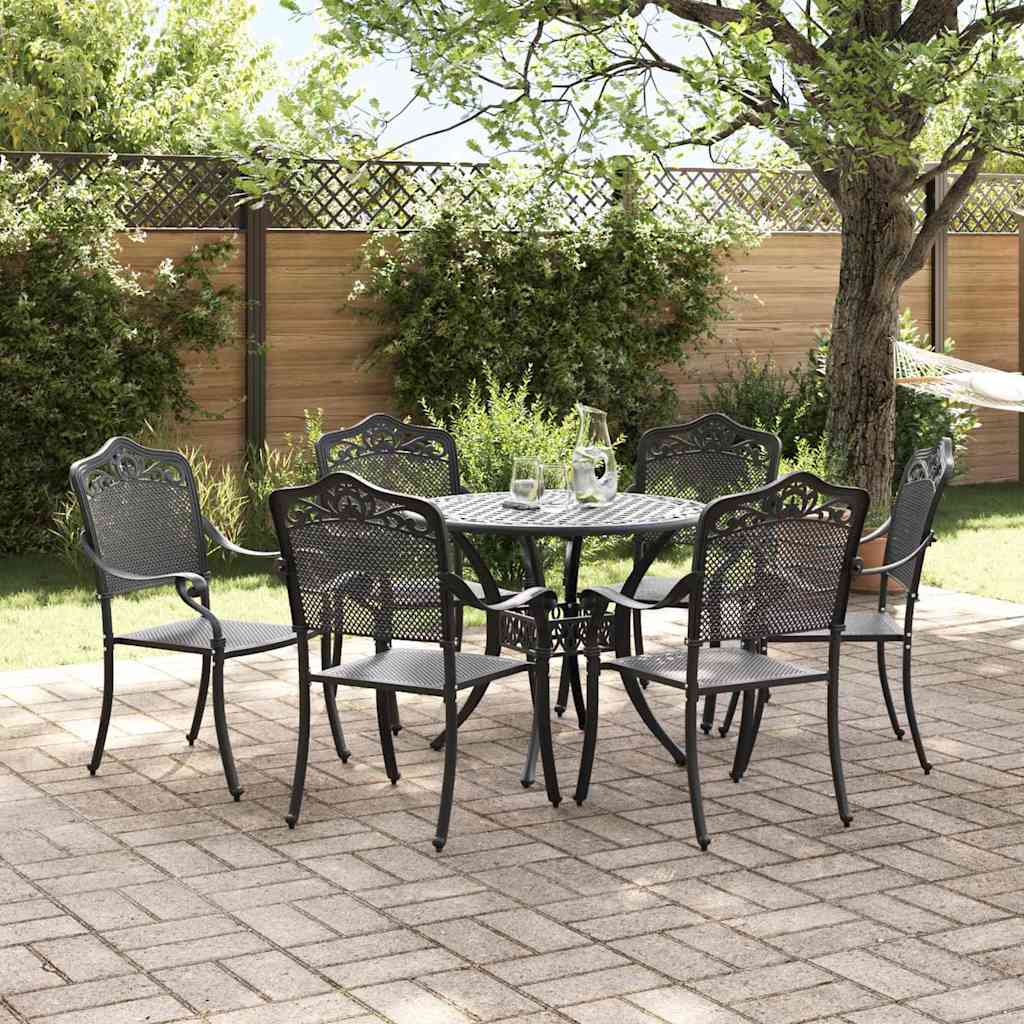 Garten Essgruppe 7 pcs Schwarz Aluminium