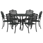 Garten Essgruppe 7 pcs Schwarz Aluminium