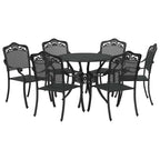 Garten Essgruppe 7 pcs Schwarz Aluminium