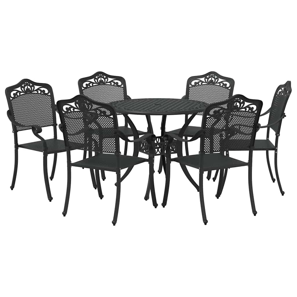 Garten Essgruppe 7 pcs Schwarz Aluminium