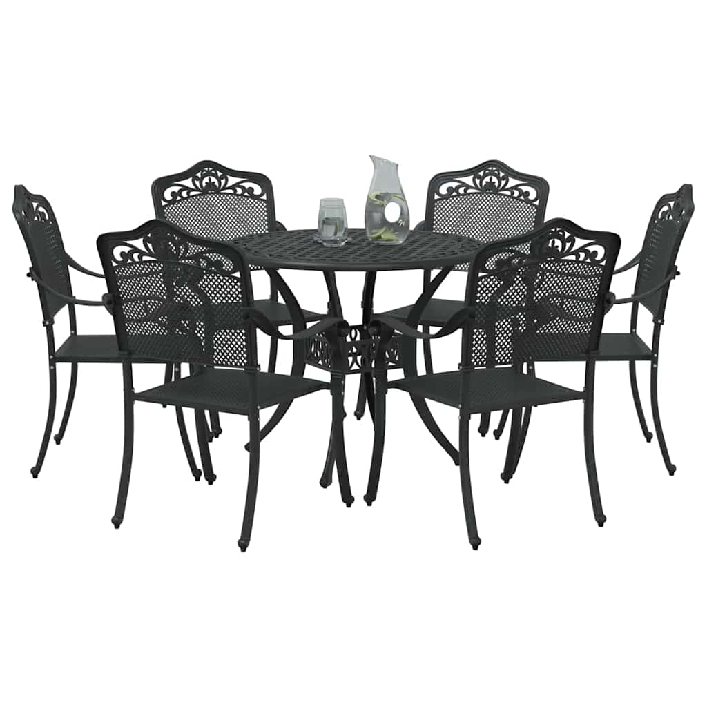 Garten Essgruppe 7 pcs Schwarz Aluminium