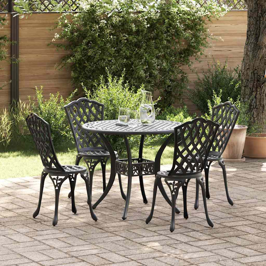 Garten Essgruppe 5 pcs Schwarz Aluminium