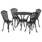 Garten Essgruppe 5 pcs Schwarz Aluminium