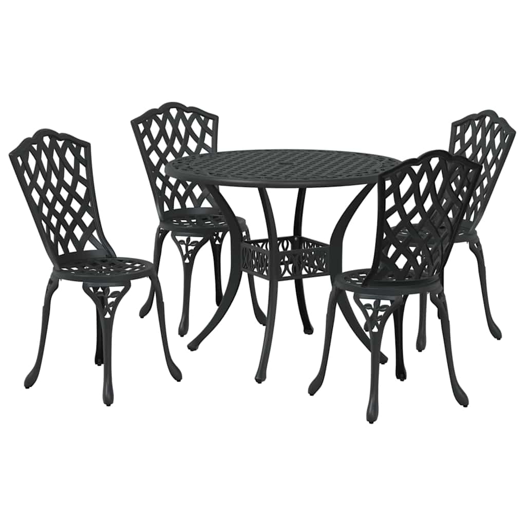 Garten Essgruppe 5 pcs Schwarz Aluminium