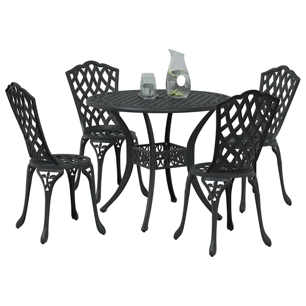 Garten Essgruppe 5 pcs Schwarz Aluminium