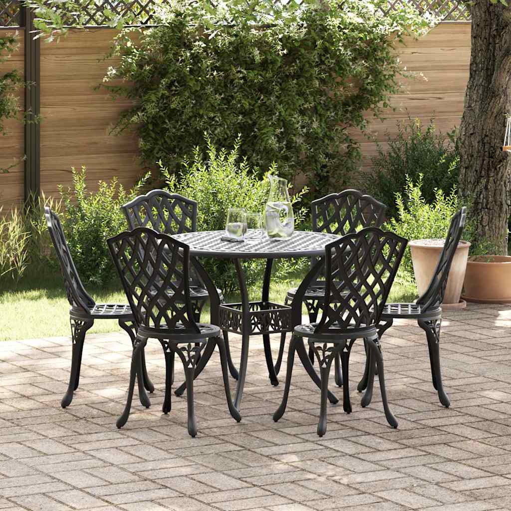 Garten Essgruppe 7 pcs Schwarz Aluminium
