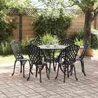 Garten Essgruppe 7 pcs Schwarz Aluminium