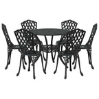 Garten Essgruppe 7 pcs Schwarz Aluminium