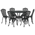 Garten Essgruppe 7 pcs Schwarz Aluminium