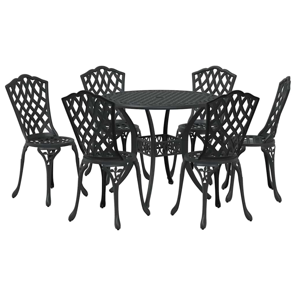 Garten Essgruppe 7 pcs Schwarz Aluminium