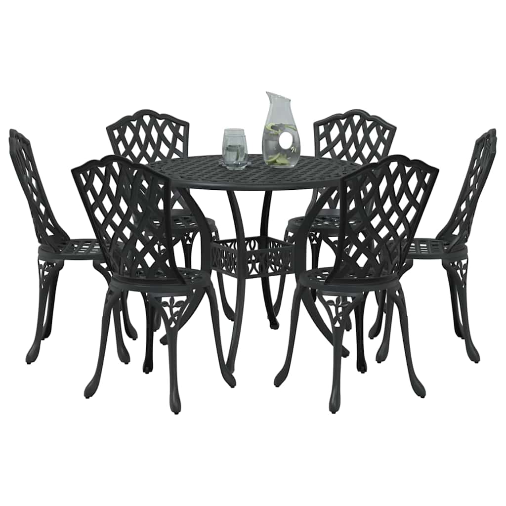 Garten Essgruppe 7 pcs Schwarz Aluminium