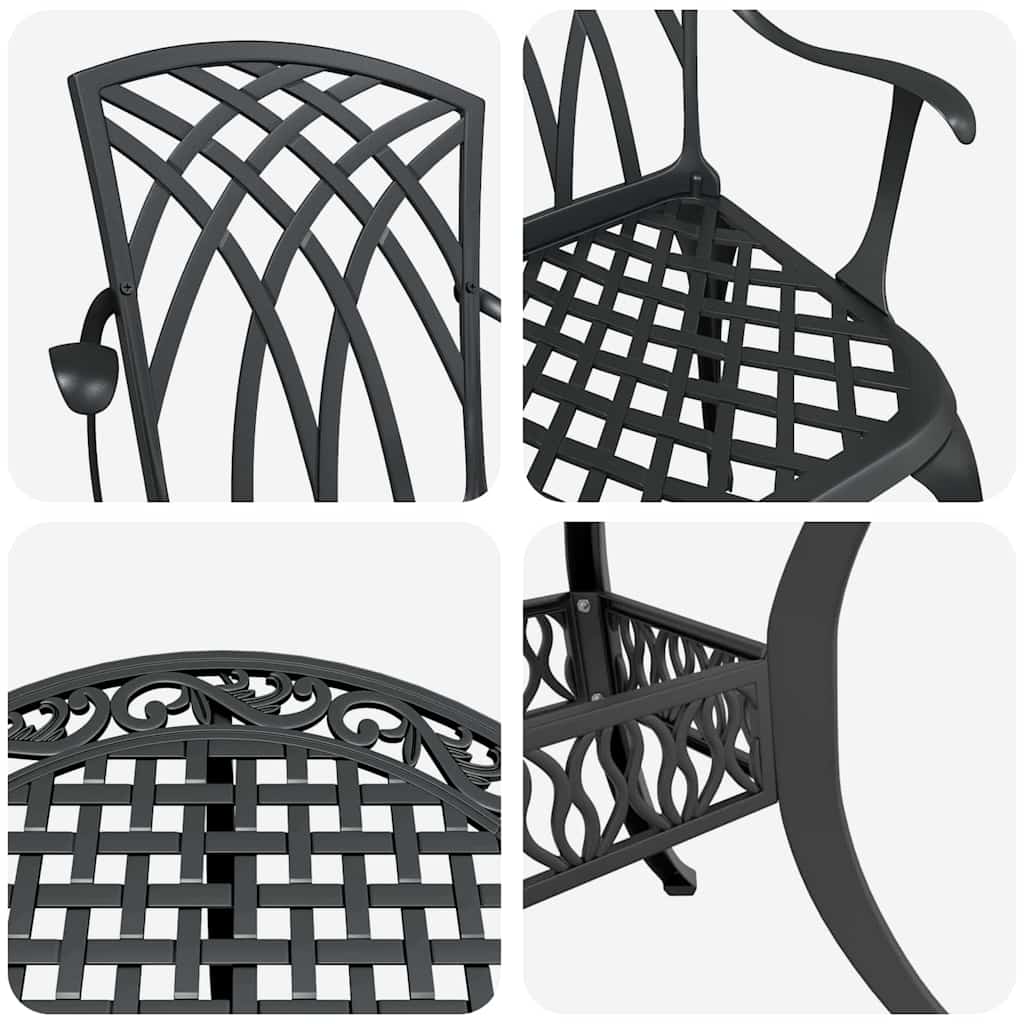 Garten Essgruppe 7 pcs Schwarz Aluminium
