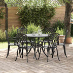 Garten Essgruppe 7 pcs Schwarz Aluminium