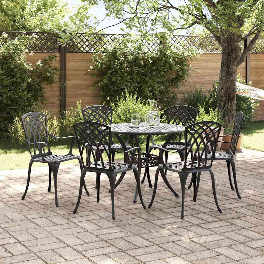Garten Essgruppe 7 pcs Schwarz Aluminium