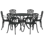 Garten Essgruppe 7 pcs Schwarz Aluminium