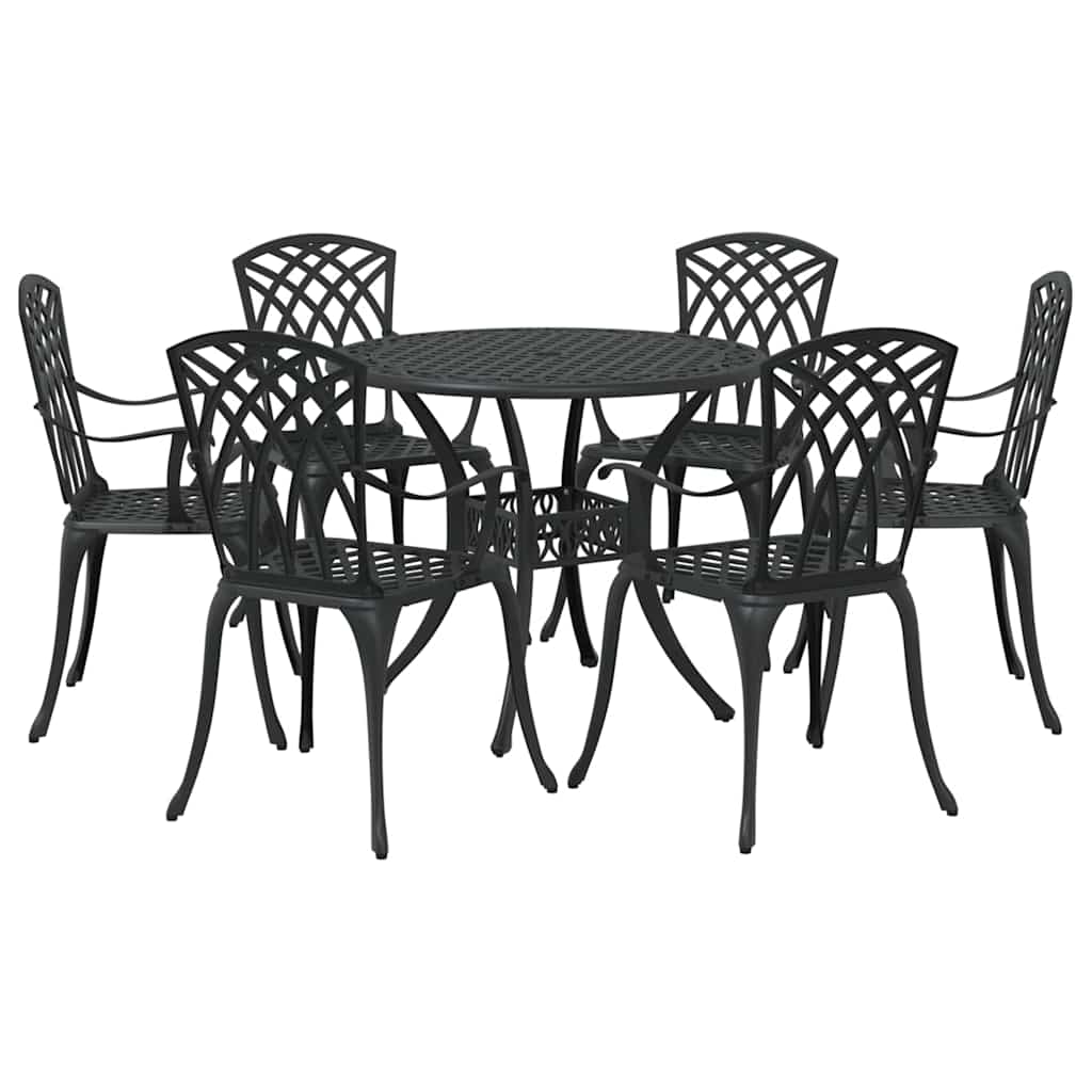Garten Essgruppe 7 pcs Schwarz Aluminium