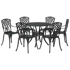 Garten Essgruppe 7 pcs Schwarz Aluminium