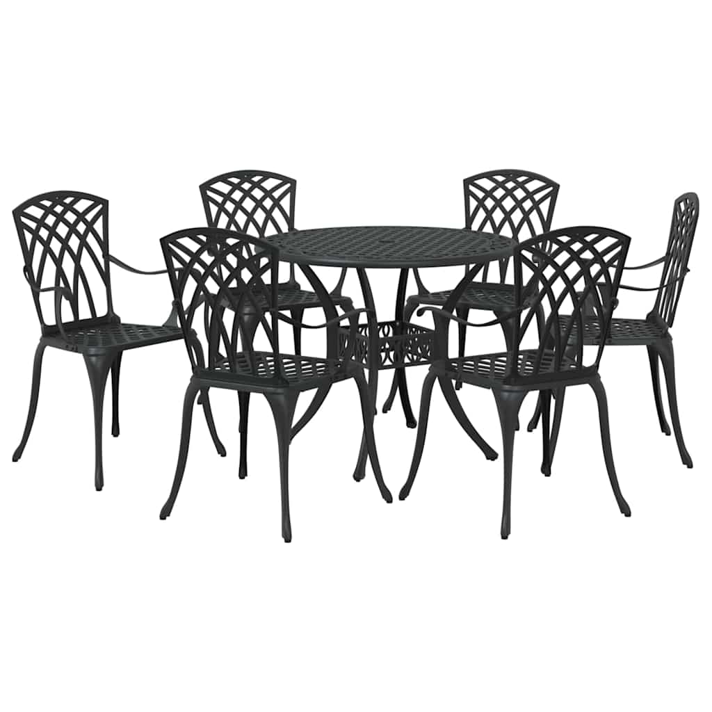 Garten Essgruppe 7 pcs Schwarz Aluminium