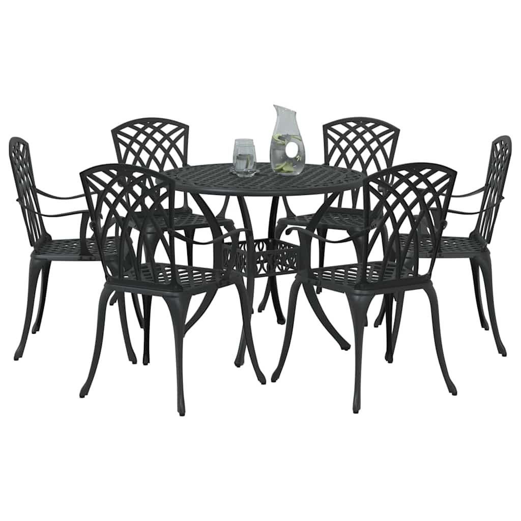 Garten Essgruppe 7 pcs Schwarz Aluminium