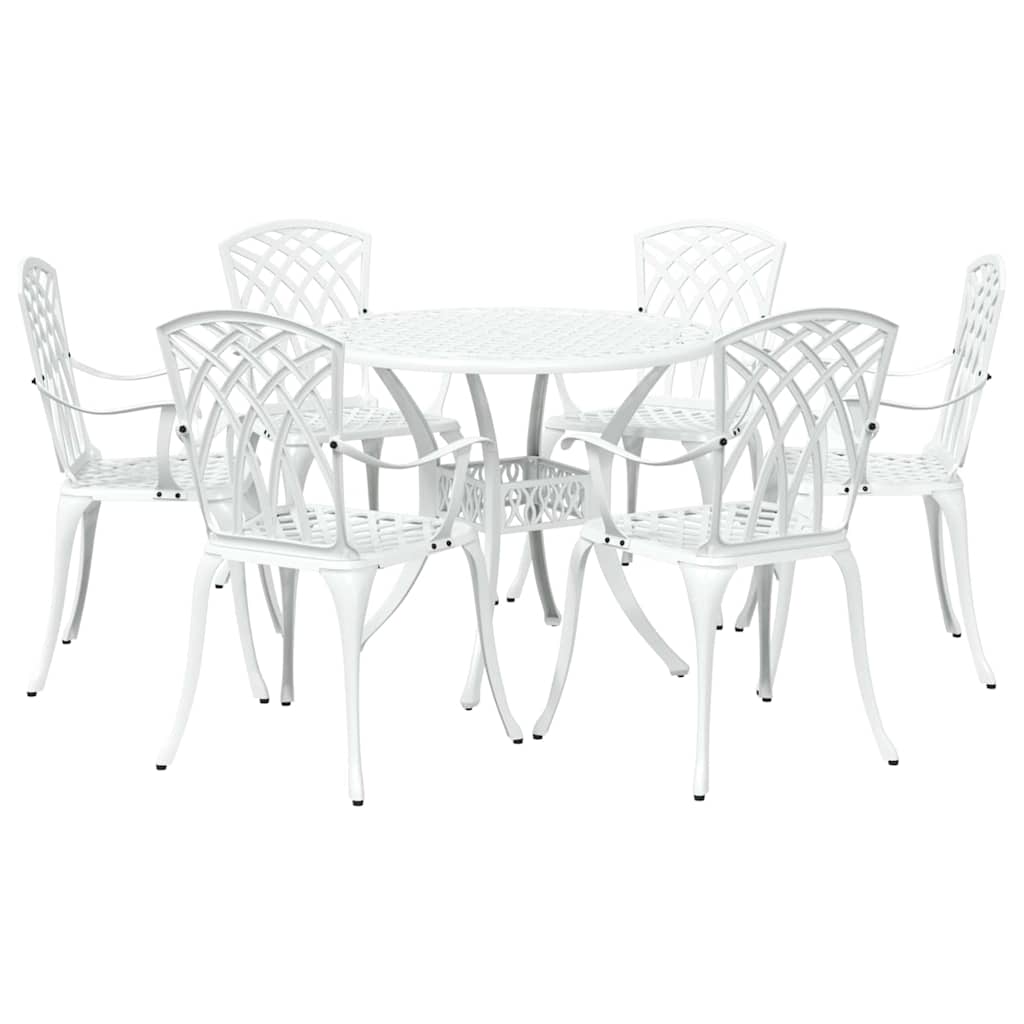 Garten Essgruppe 7 pcs Weiß Aluminium