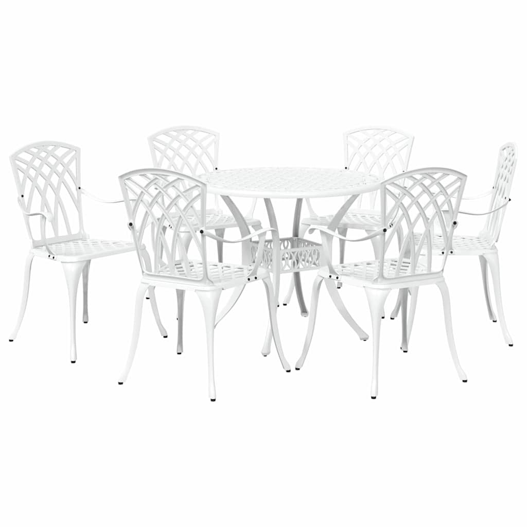 Garten Essgruppe 7 pcs Weiß Aluminium