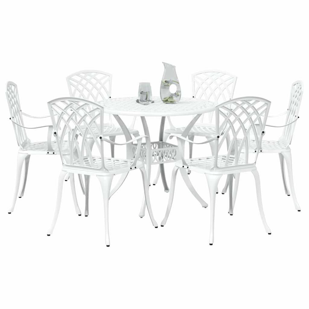 Garten Essgruppe 7 pcs Weiß Aluminium