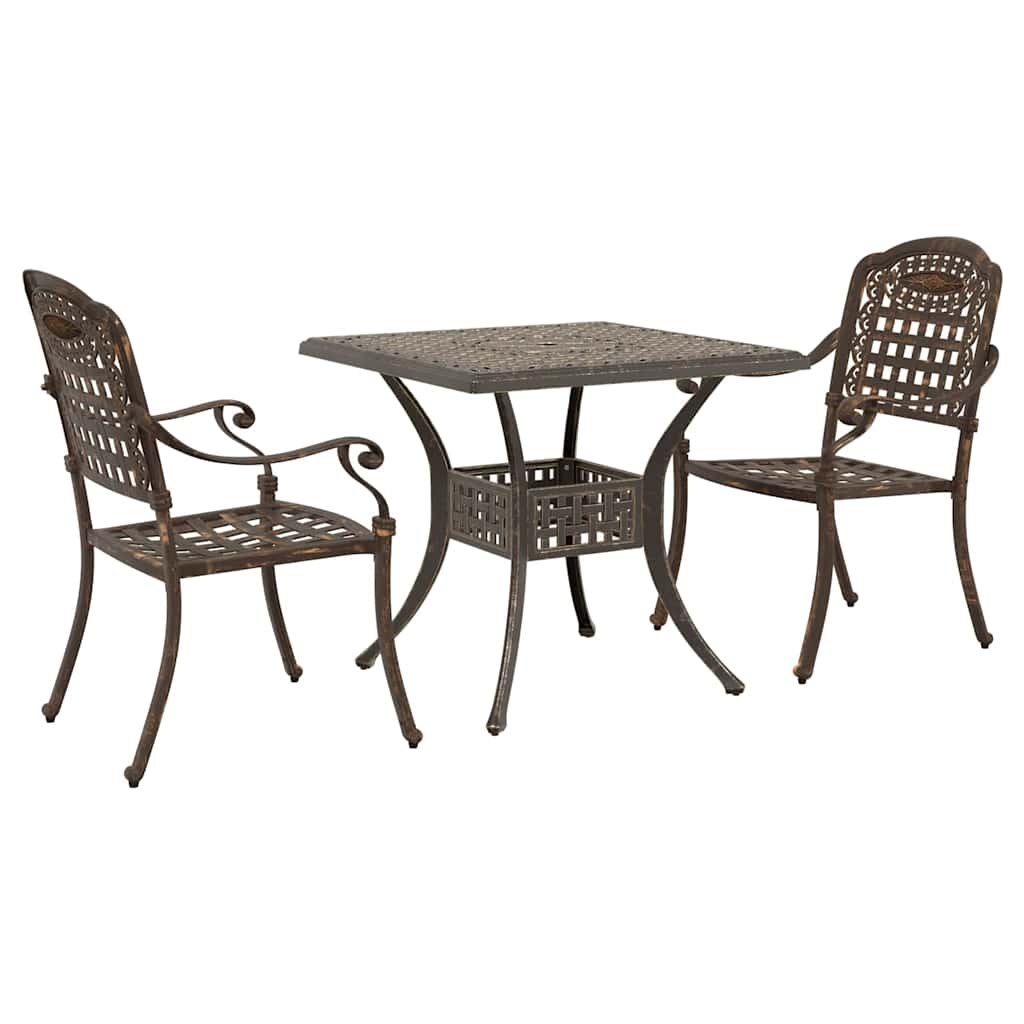 Gartentisch Set 3 pcs Bronze Gussaluminium