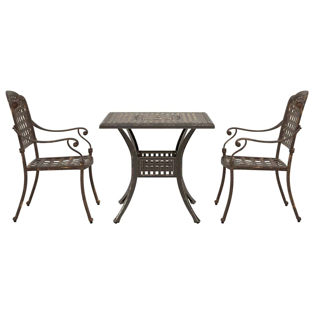 Gartentisch Set 3 pcs Bronze Gussaluminium