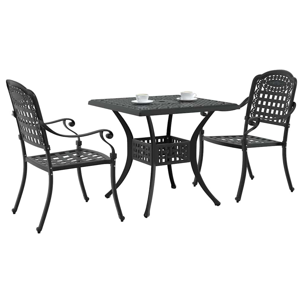 Gartentisch Set 3 pcs Schwarz Gussaluminium