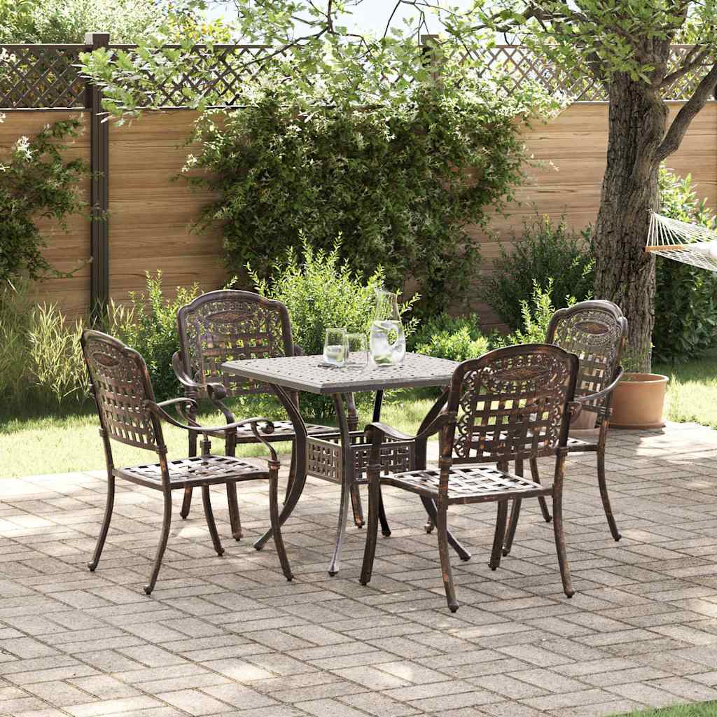 Gartentisch Set 5 pcs Bronze Gussaluminium