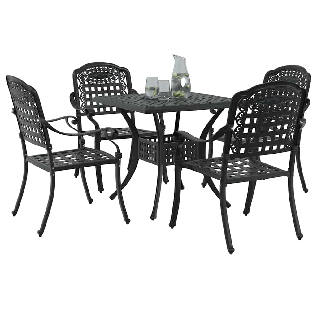 Gartentisch Set 5 pcs Schwarz Gussaluminium