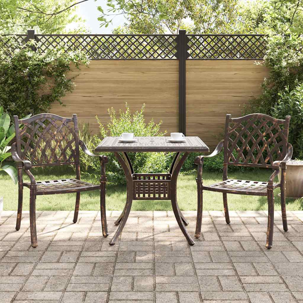 Gartentisch Set 3 pcs Bronze Gussaluminium