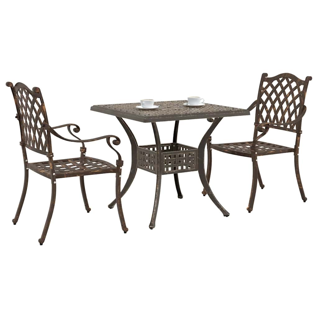 Gartentisch Set 3 pcs Bronze Gussaluminium