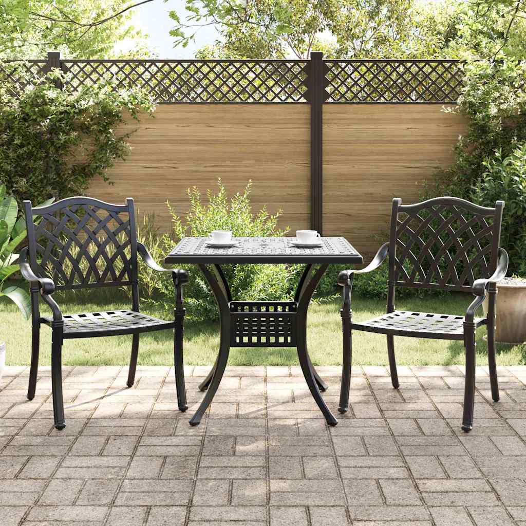 Gartentisch Set 3 pcs Schwarz Gussaluminium