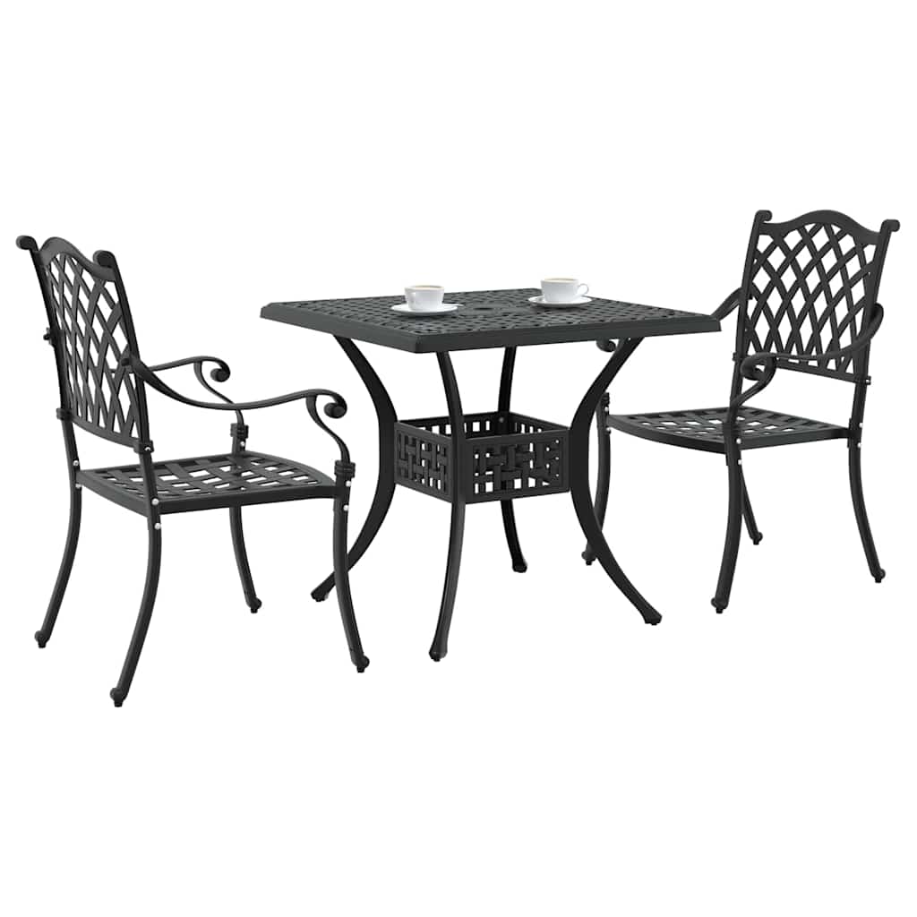 Gartentisch Set 3 pcs Schwarz Gussaluminium